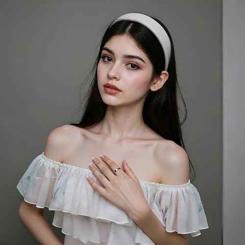 Headbands for Women Girls comfortable leather Fashion Hair Accessories Wide Head Bands Set Cute Non Slip Headband Pack in Brown Black White Trendy Styles for Fall Winter Wear
