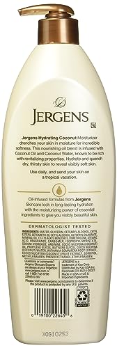 Jergens Hydrating Coconut Body Moisturizer, Infused with Coconut Oil, Dermatologist Tested, Hand and Body Lotion for Dry Skin, 26.5 Oz (Pack of 2)