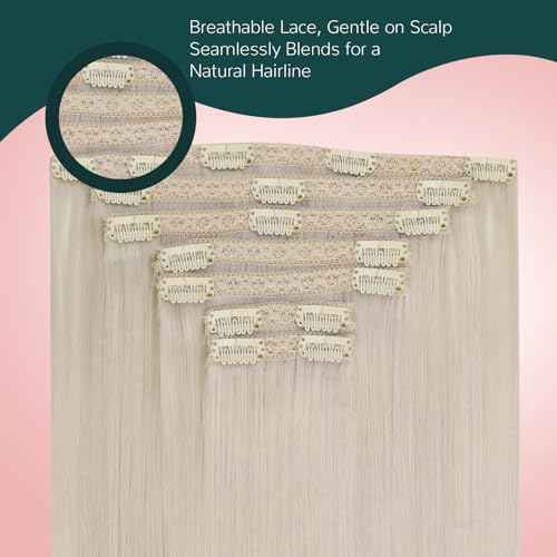 Easyouth Clip in Human Hair Extensions Blonde Remy Human Hair Clip in Extensions White Blonde Clips on Human Hair Extension for Women 20 Inch 80G 5Pcs