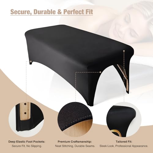 Lash Bed Cover Professional Stretchy Spa Bed Cover Reusable Massage Table Cover Beauty Bed Protective Topper, Excellent for Lash Extension, Massage, Spa, Beauty Salon, Wax, Tattoo (Black)