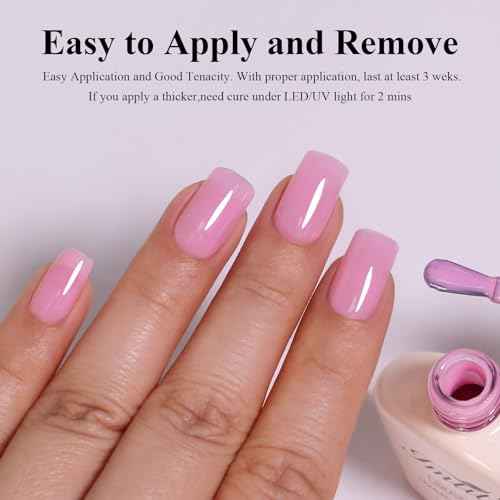 Imtiti Gel Nail Polish, Sheer Jelly Baby Pink Color UV/LED Soak Off Gel Polish for DIY Nail Art Manicure and Pedicure at Home (0.34 Fl Oz-970)