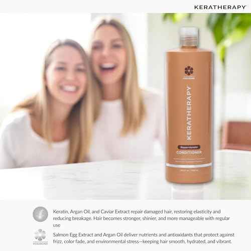 KERATHERAPY Keratin Infused KeratinFIXX Repair Conditioner, 33.8 fl. oz., 1000 ml - Repair Conditioner for Dry, Damaged or Frizzy Hair with Caviar Extract, Argan Oil & Kerabond to Repair Breakage