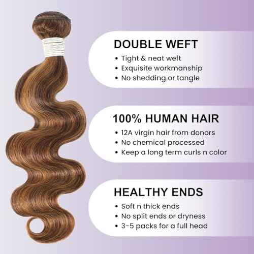 12A Highlight Honey Blonde 3 Bundles with 5x5 Closure Human Hair Body Wave, #P4/27 Ombre Brown Piano Colored Weaves Brazilian Virgin Bundles With 5x5 HD Lace Closure Pre Plucked Remy 10 12 14+10