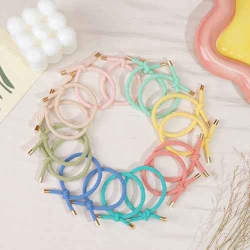 56 PCS Elastics Knotted Hair Ties for Women, Adjustable No Damage Ponytail Holders for Women Girls, 5MM Rubber Bands for Hair, 8 Colors