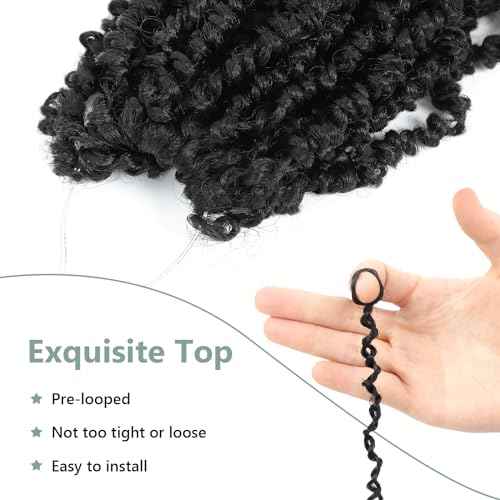Yanky Twist Crochet Hair 16 Inch 8 Packs Crochet Yanky Twist Hair Spring Mini Twist Crochet Hair Extensions 1B Bohemian Passion Twist Braiding Hair for Black Women