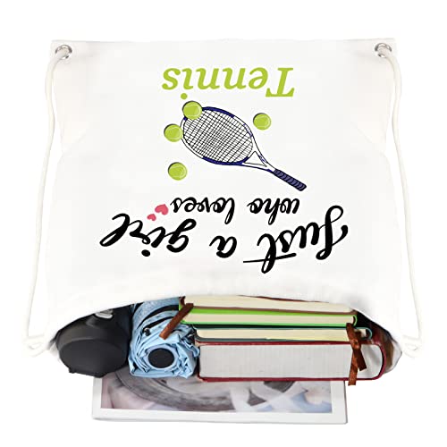 CMNIM Tennis Drawstring Bag for Her Tennis Players Gifts Tennis Lover Gifts Tennis Racquet Backpack Bags Small Sports Gym String Bags