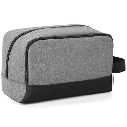 Elviros Travel Toiletry Bag for Men Hanging Dopp Kit Shaving Bag Toiletries Organizer Small Toiletry Bag for Traveling (Denim Grey)