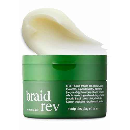 Braid Rev Scalp Sleeping Oil Balm, Korean Scalp Treatment, Balm-to-Oil Formula, Nourishing for Dry Scalp with Coconut Oil & Shea Butter, Reduces Excess Oil & Strengthens Hair Roots, 2.65 oz