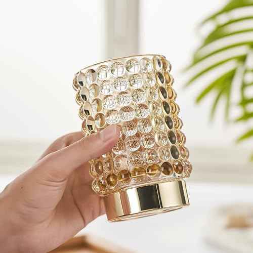 Makeup Brush Holder Organizer,Toothbrush Holders,Desk Pen Pencil Holder,Multifunctional Vintage Glass Brush Cup(A38-3-US/Gold/L)