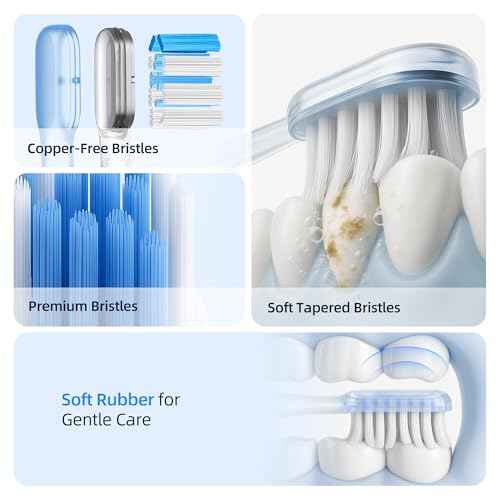 SYNHOPE Oscillating Sonic Electric Toothbrush for Adults, Rechargeable Battery & Fast Charge [Unique 60¡Æ Swing Amplitude] 3 Brush Heads with Pounch, IPX7 Waterproof & Teeth Whitening Cleaning