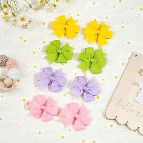 JOYOYO 50pcs Boutique Grosgrain Ribbon Pinwheel Hair Bows for Baby Girls, Toddler Bows Hair Clips Birthday Gifts In Pair