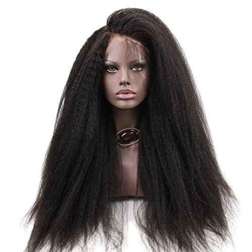 Dreambeauty 250% High Density Kinky Straight Lace Front Human Hair Wigs Brazilian Human Hair Lace Front Wig with Baby Hair for Women Natural Color (18 inch)