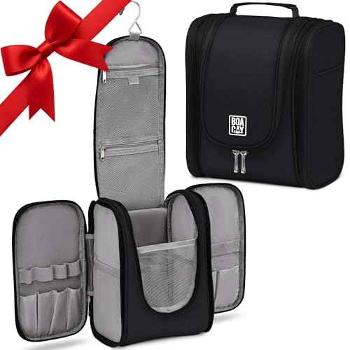 BOACAY Hanging Travel Toiletry Bag for Women and Men, Makeup Bag, Bathroom & Shower Organizer Kit for Accessories, Cosmetics, Travel Essentials