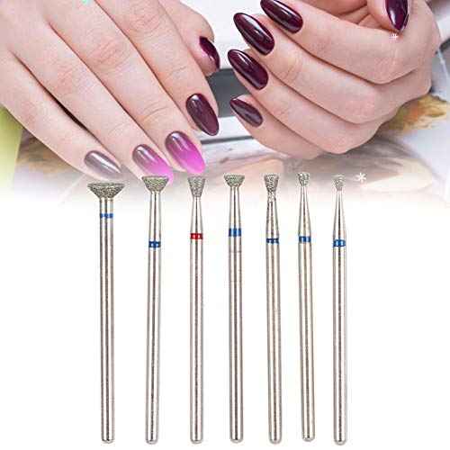 Nail Art Manicure Drill Bits Set, 7Pcs Nail Grinding Head Drill Bits, Electric Manicure Grinding Head Tool, Manicure Polishing Drill Machine Bits for Acrylic Gel Nails Cuticle Manicure Pedicure(NO.03)