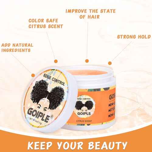 Edge Control Wax for Black Women - Strong Hold, Non-greasy Smoother for Black Hair, No Flaking or White Residue, Shine Hair Gel (Citrus Scent)