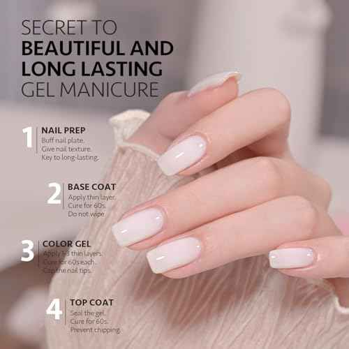 GAOY Sheer Light Pink Gel Nail Polish, 16ml 2 Colors 1352 1482 Jelly Milky White Translucent Soak Off UV Gel Polish Set for Nail Art DIY Manicure at Home, Milky Pink