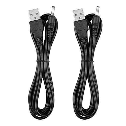 Electric Toothbrush Charger Cable Replacement for Fairywill Sonic, Bitvae D2 Sonic, Vekkia, Dnsly, Gloridea Brush and Foreo Luna 3 - USB Cord 5 ft Black (2-Pack)