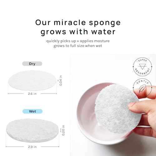 AOA Studio 50-Count Compressed Facial Sponges 100% Natural Cosmetic Spa Sponges for Facial Cleansing, Exfoliating Mask, Remove for Makeup, Dead Skin, and Dirt (White, 50 counts)