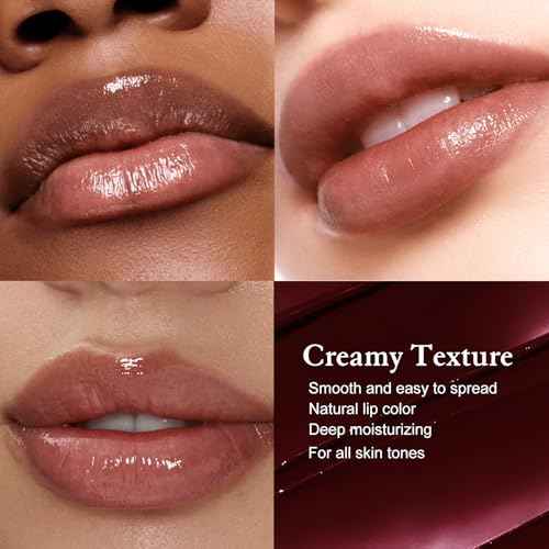 Tinted Lip Balm Brown Lip Liner Set, Hydrating Formula Black Lipstick for Women, Matte Lip Liner and Lipstick Combo Natural Glossy Finish Makeup Lip Care Balm for Repairing Dry Lips