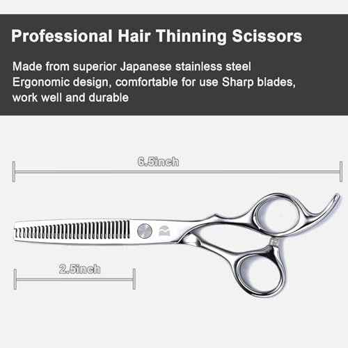 Hair Cutting Scissors and Thinning Scissors Kit,6.5 inch Professional Salon Haircut Scissors Kit,Barber Hairdressing Shears Set,Hair Cutting Shears Texturizing Shears (Silver) (Silver)