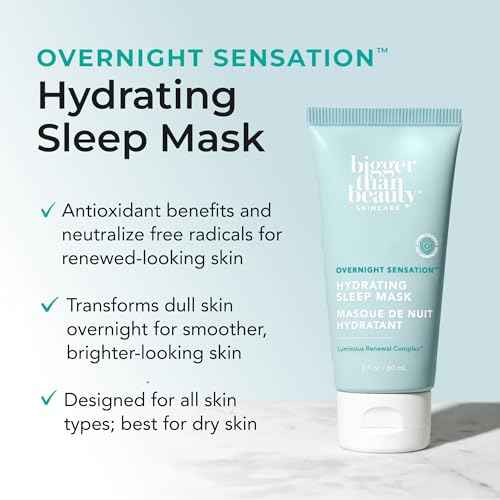 Overnight Sensation Hydrating Sleep Mask, Hydration Mask with Vitamin C, Hyaluronic Acid & Melatonin for Women, for All Skin Types, Night Time Skin Care Routine, Vegan