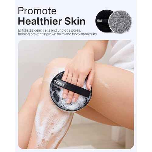 Yiclick Exfoliating Body Scrubber Exfoliator 2 Pack - Exfoliating Sponge, Shower Bath Sponge Loofah with Handle, Body Scrub Lufas Washcloth Net Brush for Women Men, Dead Skin Remover for Body