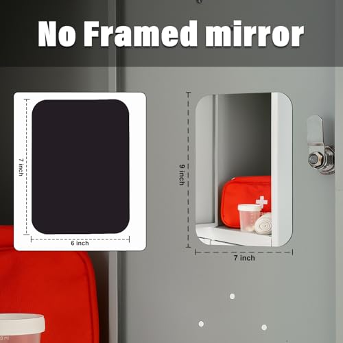 Magnetic Locker Mirror | Frameless Glass with Strong Magnetic Backing, Rounded Corners & Smooth Polished Edges | HD True Reflection for Dorm, Gym, Office, Fridge, Toolbox (7 * 9 Inch)