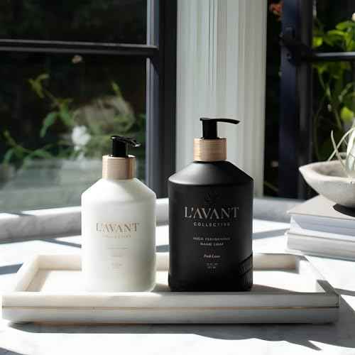 L'AVANT Collective Hand Lotion & Hand Soap Bundle Fresh Linen | High Performing Formula Luxurious Ingredients for Soft & Smooth Hands | 2 Glass Bottles Kitchen Accessories Home Decor Hostess Gifts