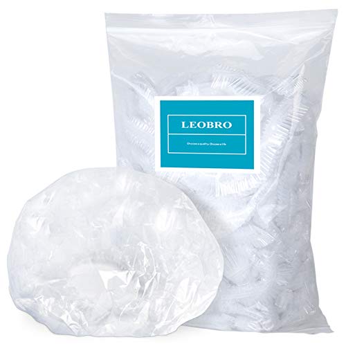 LEOBRO Disposable Shower Caps, 100PCS Shower Caps, Shower Cap for Women Waterproof, Disposable Clear Plastic Shower Cap for Women, Thick Plastic Caps for Hair Treatment, Regular Size 17.3 INCH