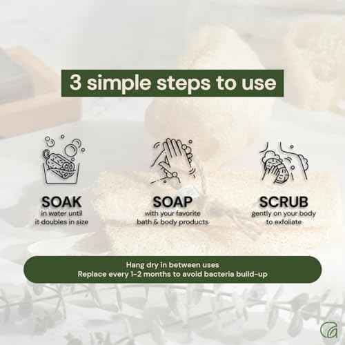 Chill Ah Green Glow Loofah Sponge Set ? 100% Plant-Based, Dye-Free, Biodegradable, Scratch-Free, Handcrafted in Vietnam (2-Pack)