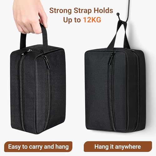 Elviros Travel Toiletry Bag for Women and Men,Lightweight Makeup Bag Hanging Dopp Kit with Shaving Compartment Cosmetic Organizer Large Tool Bag Travel Essentials,Gifts for Men(Large,Black)