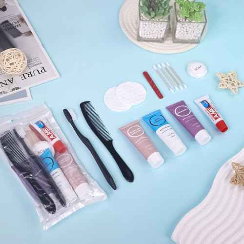 Toiletries Kits Bulk Disposable Travel Supplies, Personal Hygiene Care Essentials Men Women Trial Size Toiletry Sets Amenities for Hotel/Camping/ Charity/Homeless/Shelter/Relief 7 in 1 (60 Pack)