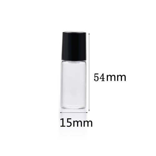 Wresty 25 Pcs Clear Glass Mini Roll On Bottles Empty Essential Oil Roller Ball Bottles Perfume Lip Blam Cosmetic Sample Vials Roller Glass Bottle Container With Black Cap (5ml)