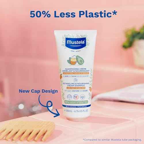 Mustela Detangling & Nourishing Cream Shampoo - Natural Shea Butter & Avocado - Curly & Frizzy Hair - Dermatologist-tested & safe for Babies and Kids - 6.76 US Fl. Oz.
