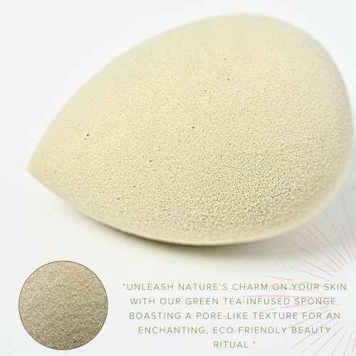 Green Tea Beauty Sponge - Plant-Based, Eco-Friendly, Cruelty-Free, Dye-Free & Latex-Free Blender, Biodegradable & Vegan Makeup Sponge, Makeup Blender, Perfect for Liquid & Powder (3 count)