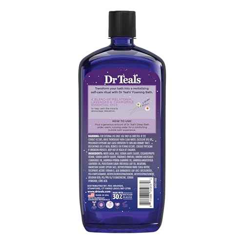Dr Teal's Foaming Bath with Pure Epsom Salt, Melatonin Sleep Soak with Essential Oil Blend, 34 fl oz (Pack of 4)