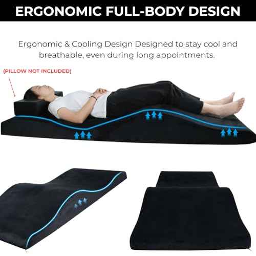 Lash Bed Topper, Massage Bed Topper,40D Gel Cooling Memory Foam Curved for Massage Table Padding with Velvet Cover, Beauty Salon Spa Esthetician Ergonomic Mattress 70"x28" Black