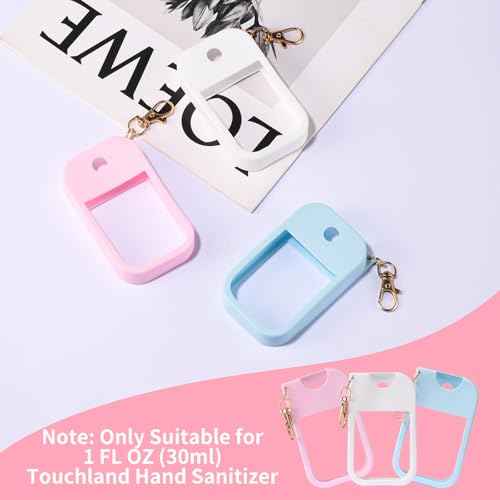 3pcs Silicone Case Compatible With Touchland Hand Sanitizer Spray, Protective Case With Keychain For Spray 1 Fl Oz, Travel Size, Compatible With Power Mist & Glow Mist, (Pink, Blue, White)