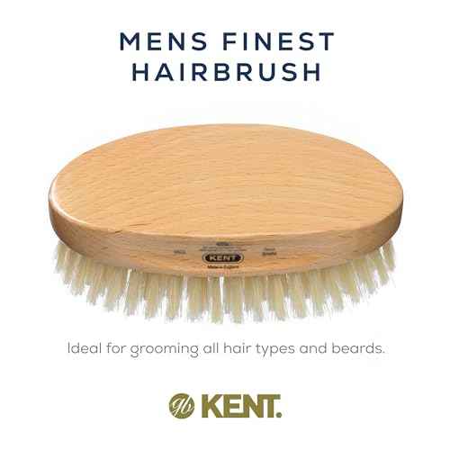Kent MG3 Finest Men's Hair & Beard Brush for Skin Care - 100% Natural White Boar Bristle for Mens Grooming, Scalp Brush, 360 Wave, Beard and Mustache Straightener For Men's Hair Care