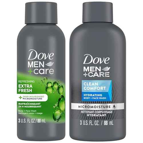 DOVE MEN + CARE Body & Face Wash Variety 2-Pack ??Extra Fresh + Clean Comfort, Travel Essentials, 3 Oz Ea