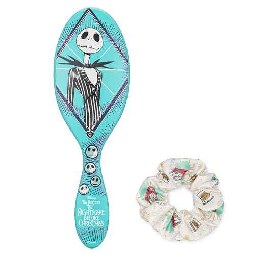 Wet Brush Detangle & Style Duo Kit, Jack Skellington (Nightmare Before Christmas) ? Holiday Gift or Stocking Stuffer, Includes Detangling Brush & Scrunchie with IntelliFlex Bristles for Wet & Dry Hair