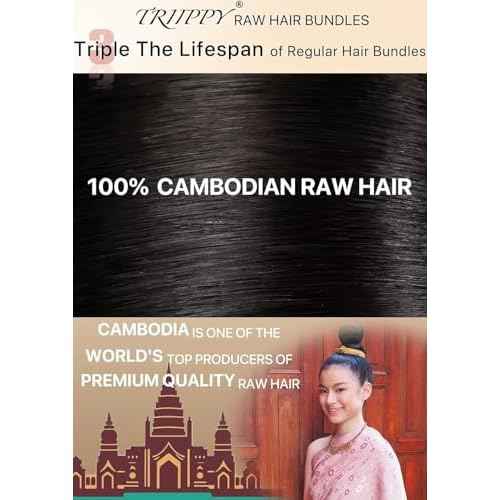 TRIIPPY Straight Bundles Human Hair,100% Raw Cambodian Hair Sew In Weave Single Bundle,Triple The Lifespan Over Regular Virgin Hair Bundle,No.1 Raw Hair Brand On Amazon(20 Inch,Natural Color)