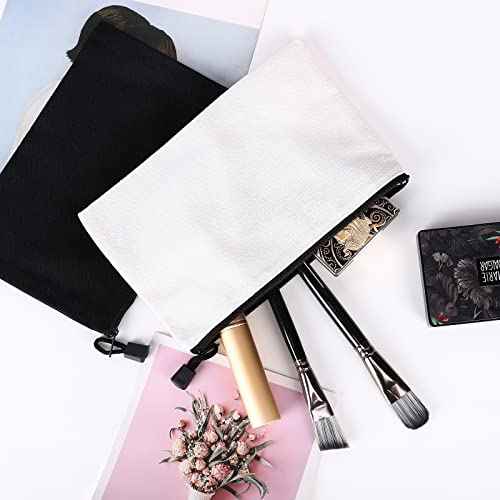 12 Pack DIY Craft Cotton Canvas Bag, Multi-Purpose Cosmetic Bag Makeup Pouches with Zipper Travel Toiletry Bag (XS, white)