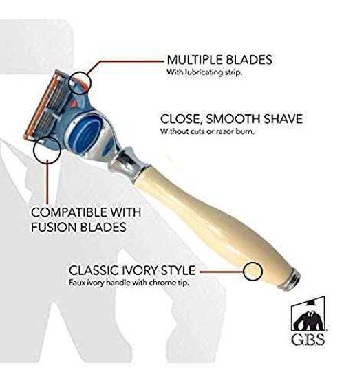 G.B.S Ivory 5 Blade Compatible Razor 5.5in Length Ergonomic Handle