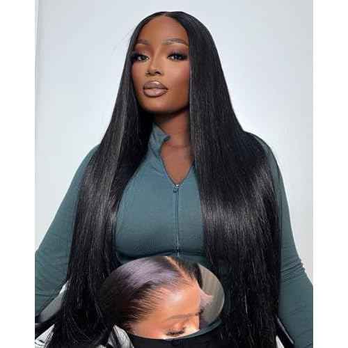 9x6 SKINLIKE Real HD Lace Closure Wig, Straight 180% Density 0.10mm Ultra-thin Swiss Lace Pre-plucked Bleached Small Knots With Baby Hair Glueless Wigs Human Hair 18 Inch