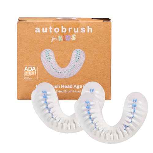 autobrush Double Sided Brush Head Replacement with Nylon Bristles, ADA Accepted, Kids (Ages 6-8, Pack of 2)