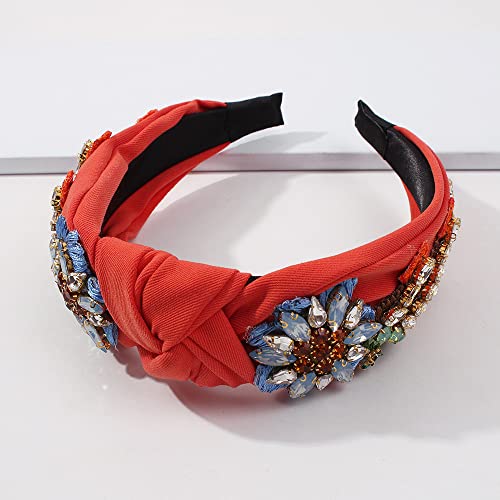 QTMY Rhinestone Crystal Headbands for Women,Hair Hoop Accessories Headwear Jewelry,522 (Red1)