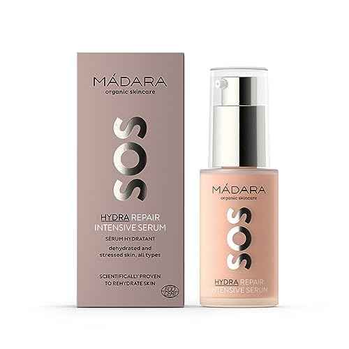 M?DARA Organic Skincare | SOS Hydra Repair Intensive Face Serum - With Northern Peony, Linseed And Hyaluronic Acid, For Dry, Dehydrated Skin, Dermatologically Tested, Vegan, 1 oz