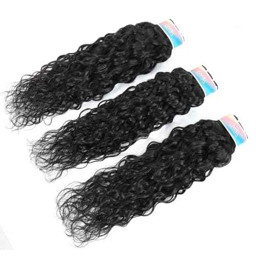 Water Wave Human Hair Bundles 12 14 16 Inch, Curly Bundles Human Hair Wet and Wavy, Short Soft Brazilian Weave Extensions for Black Women, 285g-300g