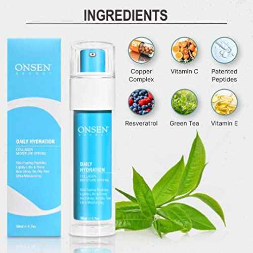 Onsen Anti Aging Moisturizing Lotion Organic Daily Hydration Day and Night Cream Anti Wrinkle Collagen All Natural Skin Face Moisturizer for Women 1.69 fl oz/50 ml